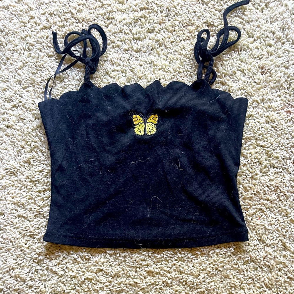 Cute Black Crop Top Tank Top